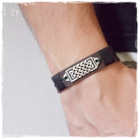 Viking Knotwork Handmade Leather Bracelet