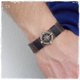 Compass Nautical Leather Bracelet For Him