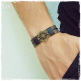 Leather Anniversary Compass Wristband