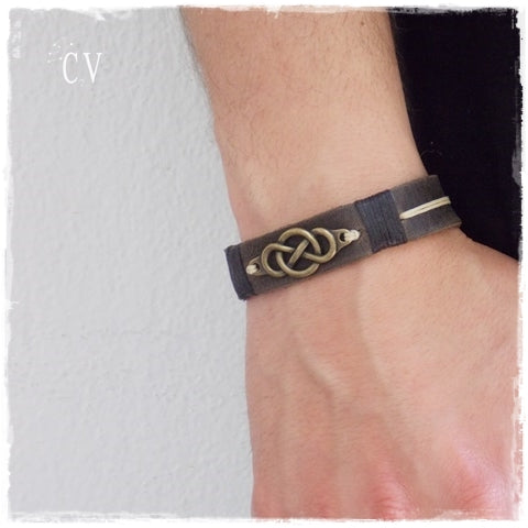 Brass Infinity 3rd Anniversary Leather Bracelet