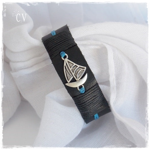 Sea-Wolf Leather Bracelet Cuff For Him