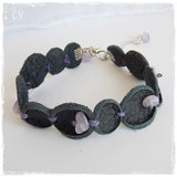 Beaded Gothic Black Leather Organic Bracelet