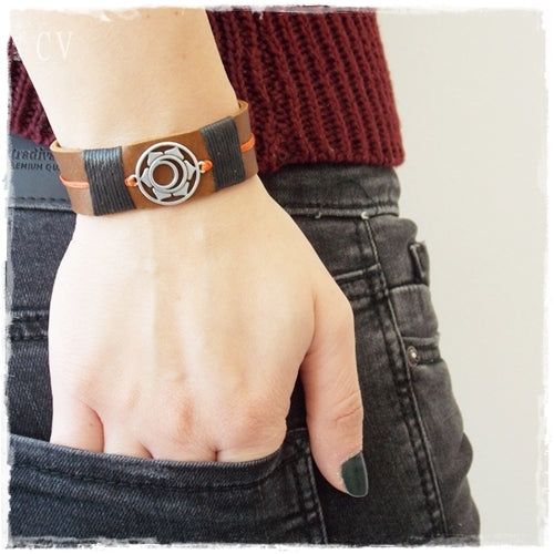 Sacral Chakra Leather Bracelet Cuff