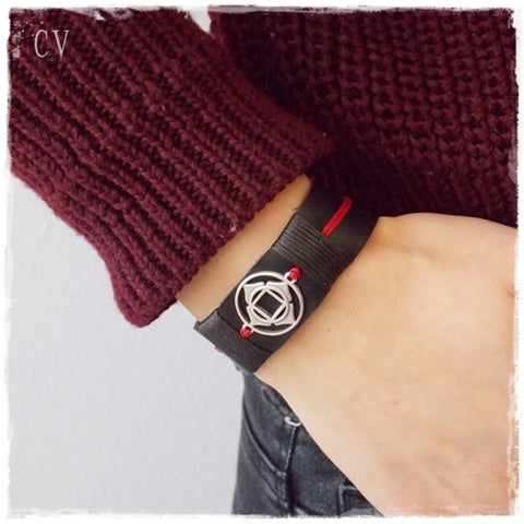 Root Chakra Leather Bracelet Cuff