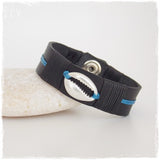 Engraved Cowry Leather Wristband