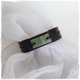 Jade Stone Leather Bracelet