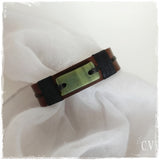 Real Jade Engraved Leather Bracelet