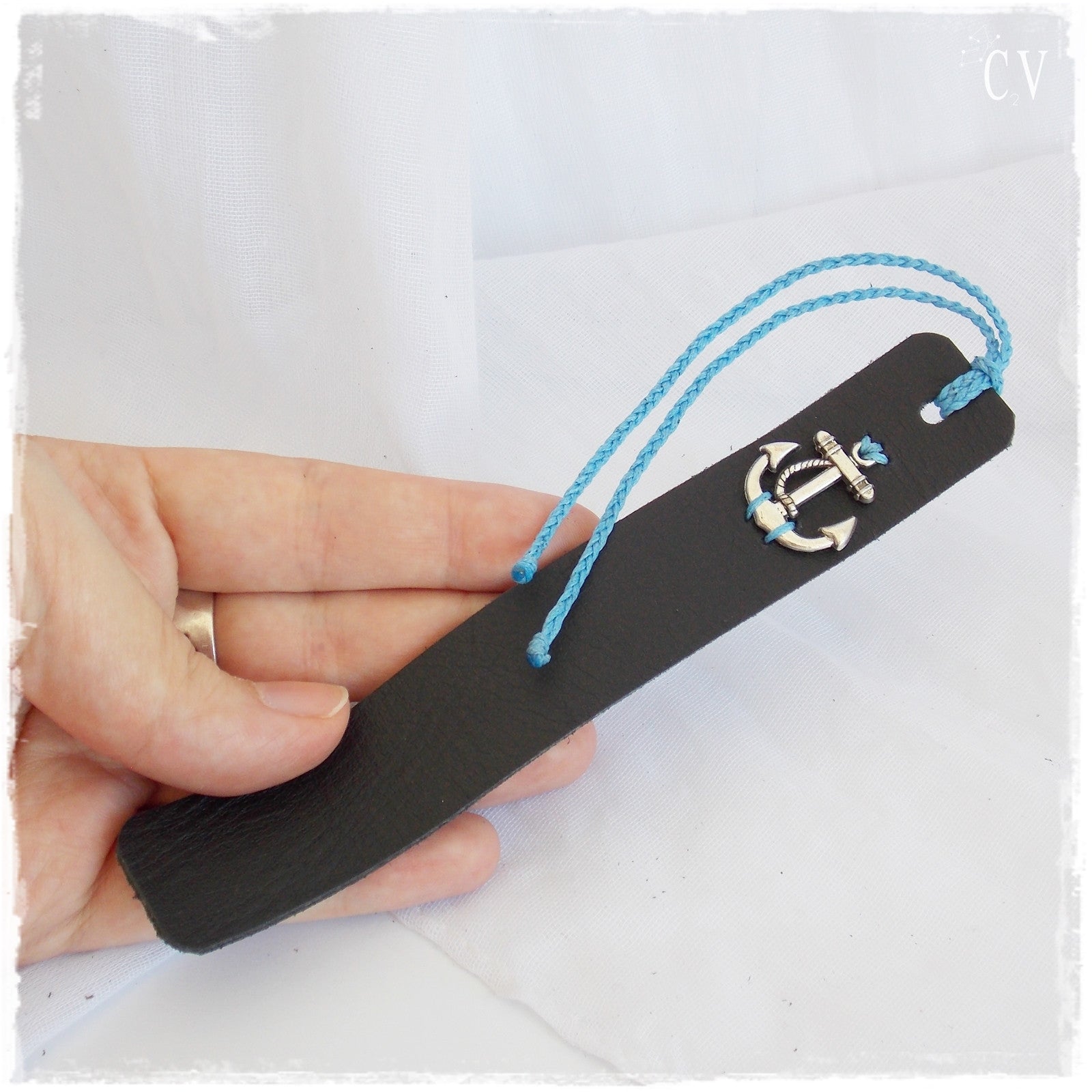 Nautical Anchor Leather Bookmark