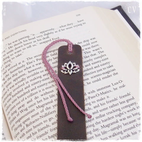 Lotus Flower Leather Bookmark