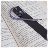 Geometric Black Leather Bookmark