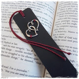 Couple's Hearts Leather Bookmark