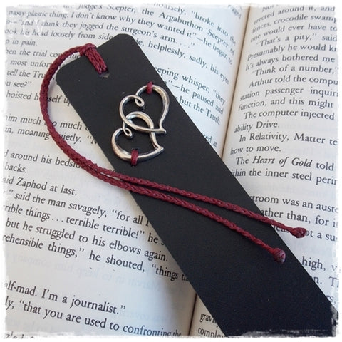 Couple's Hearts Leather Bookmark