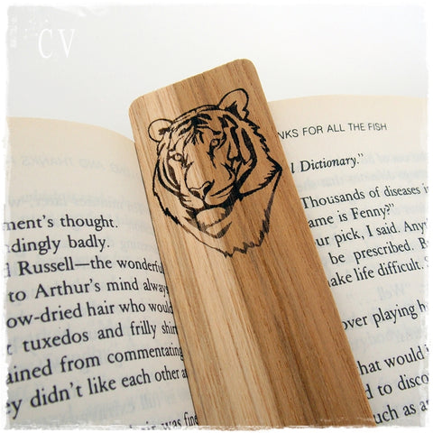 Personalized Tiger Wooden Bookmark