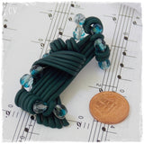 Emerald Green Abstract Polymer Clay Brooch Pin