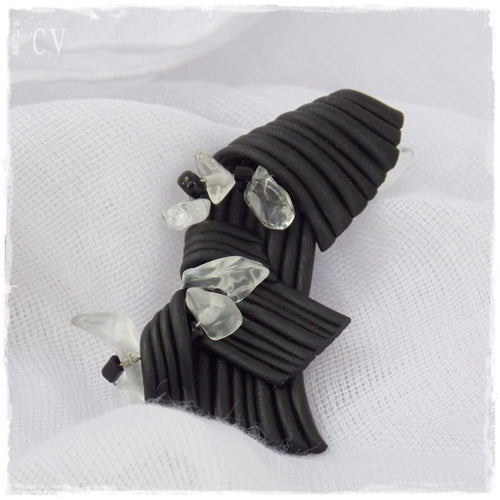 Black Organic Polymer Clay Brooch