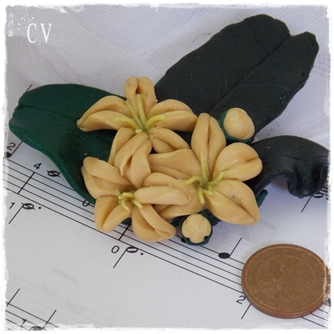 Floral Polymer Clay Brooch Pin