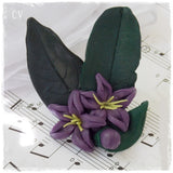 Purple Floral Polymer Clay Brooch Pin