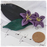 Purple Flower Polymer Clay Brooch Pin