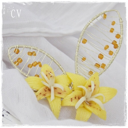 Lilies Polymer Clay Brooch