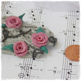 Dusty Pink Floral Polymer Clay Brooch