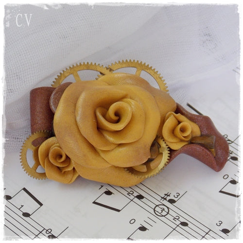 Steampunk Polymer Clay Brooch