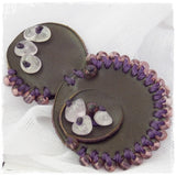 Amethyst Leather Brooch