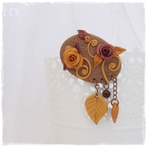 Handsculptuted Polymer Clay Brooch