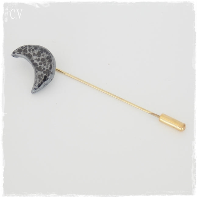Polymer Clay Crescent Moon Pin