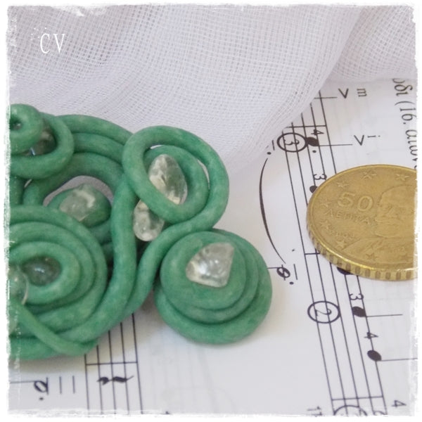 CLear Quartz Spiral Brooch Pin
