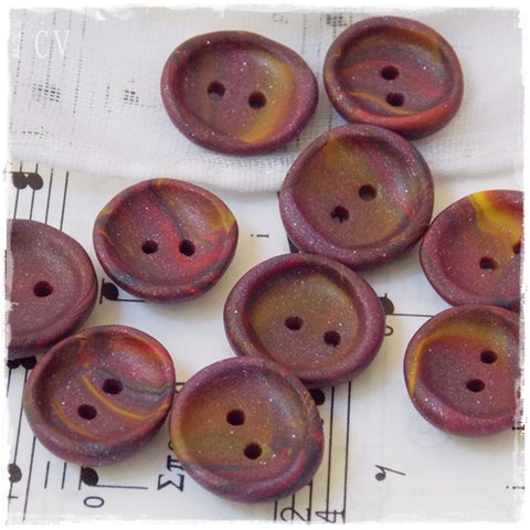 Raspberry Round Polymer Clay Buttons