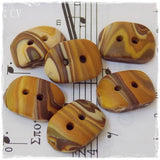 Gold and Caramel Brown Polymer Clay Buttons
