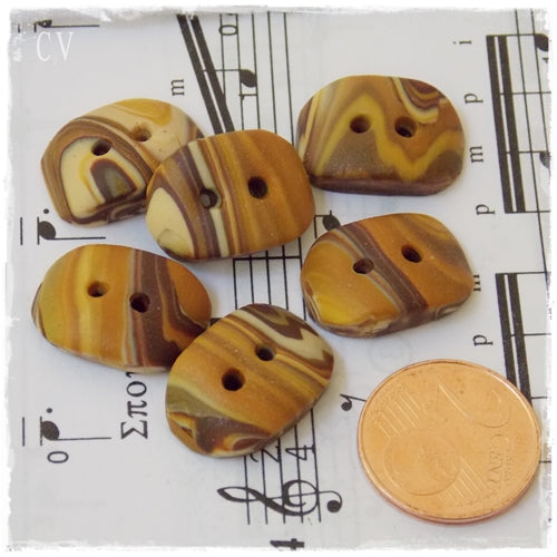 Small Brown Polymer Clay Buttons