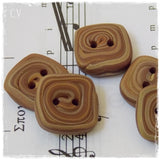 Spiral Polymer Clay Brown Buttons