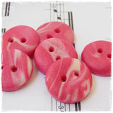 Round Pink Polymer Clay Buttons