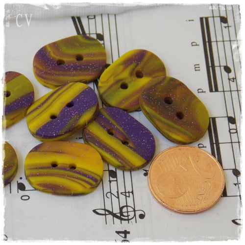 Handmade Oval Purple Buttons