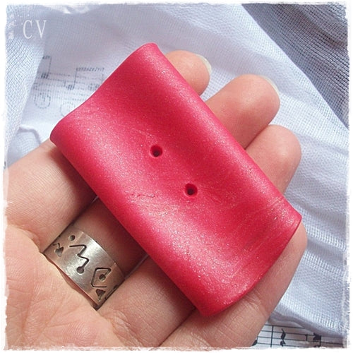 Oversized Red Polymer Clay Button