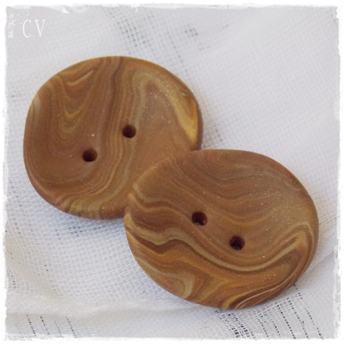 Oversized Brown Polymer Clay Buttons