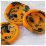 Tribal Orange Black Polymer Clay Buttons