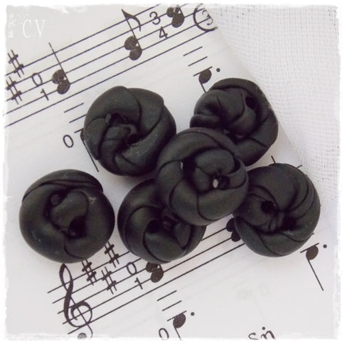 Tiny Black Polymer Clay Buttons