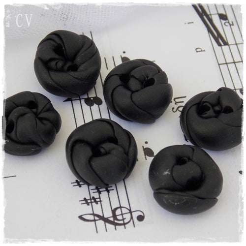 Small Black Polymer Clay Buttons