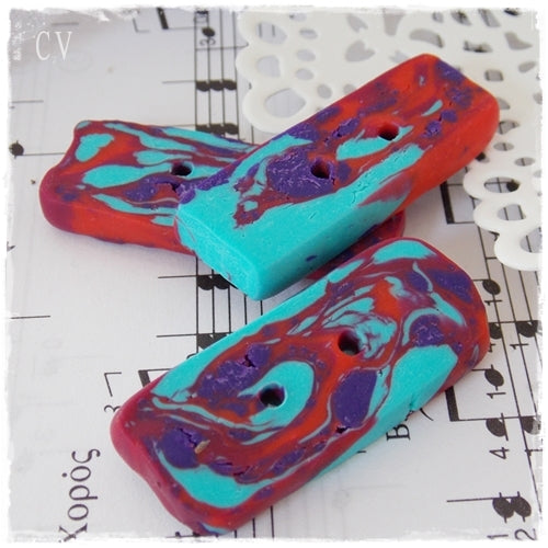 Handmade Jumbo Polymer Clay Toggle Buttons