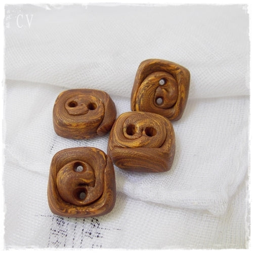 Artistic Handmade Polymer Clay Buttons for Knitted Neckwarmers