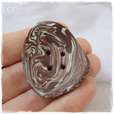 Oversized Brown and Mint Polymer Clay Button
