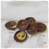 Brown and Yellow Round Polymer Clay Buttons