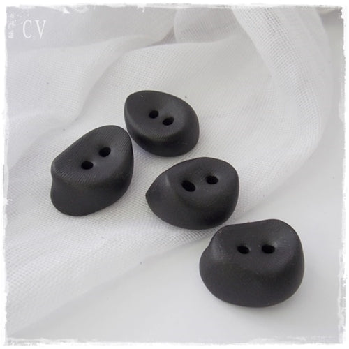 Oval Black Polymer Clay Buttons