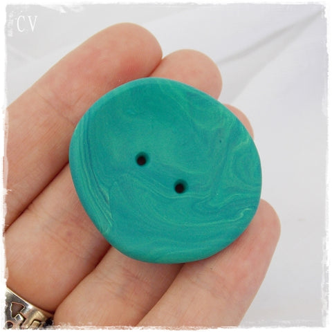 Oversized Teal Polymer Clay Button