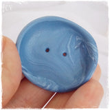 Oversized Blue Polymer Clay Button