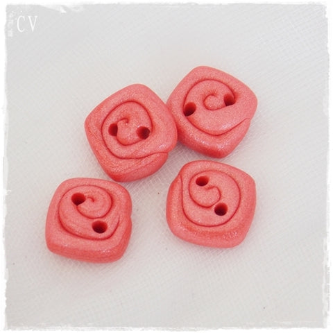 Small Coral Polymer Clay Buttons