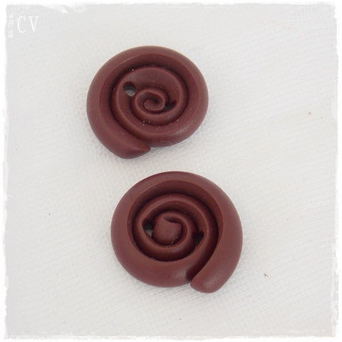 Wine Red Spiral Polymer Clay Buttons