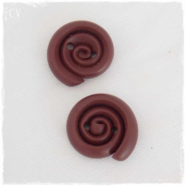 Handmade Wine Red Spiral Buttons